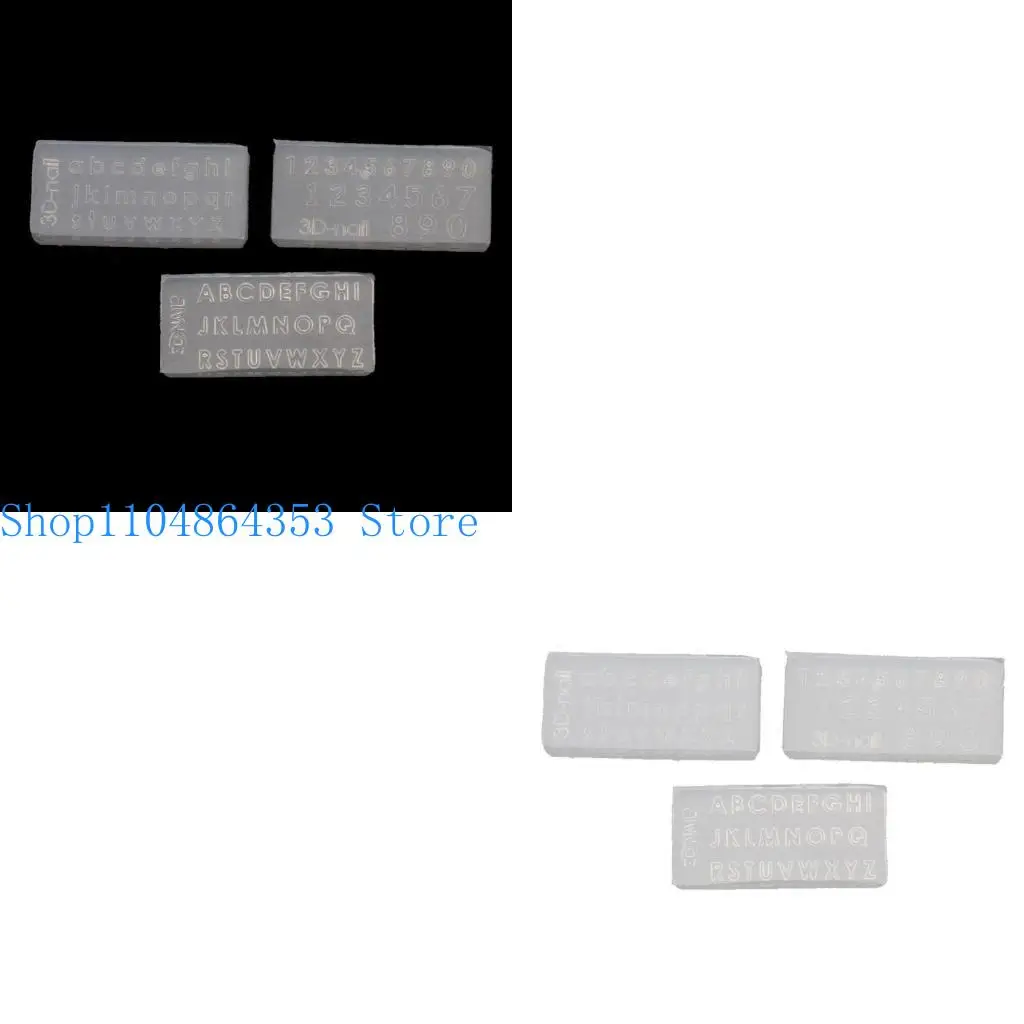 

652F 3 Pcs Small English Alphabets Keychain Silicone Epoxy Resin Molds DIY Pendant Jewelry for Luggage Charm Bag Accessories