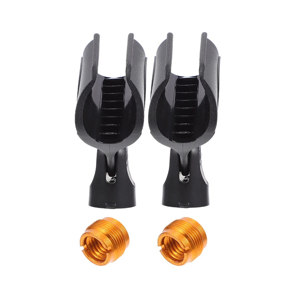 

2 Sets Microphone Stand Desktop Bracket Black Mount Adjustable Large Mic Clip Holder PE ABS Stable Home Studio Stage