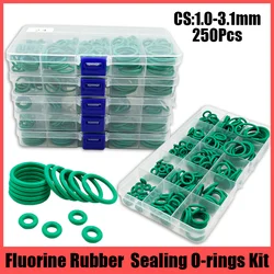 FKM O Ring Kit Sealing Gasket Green Fluorine Rubber O-Ring Insulation Corrosion Resistant Heat Faucet Plumbing Automotive Gasket