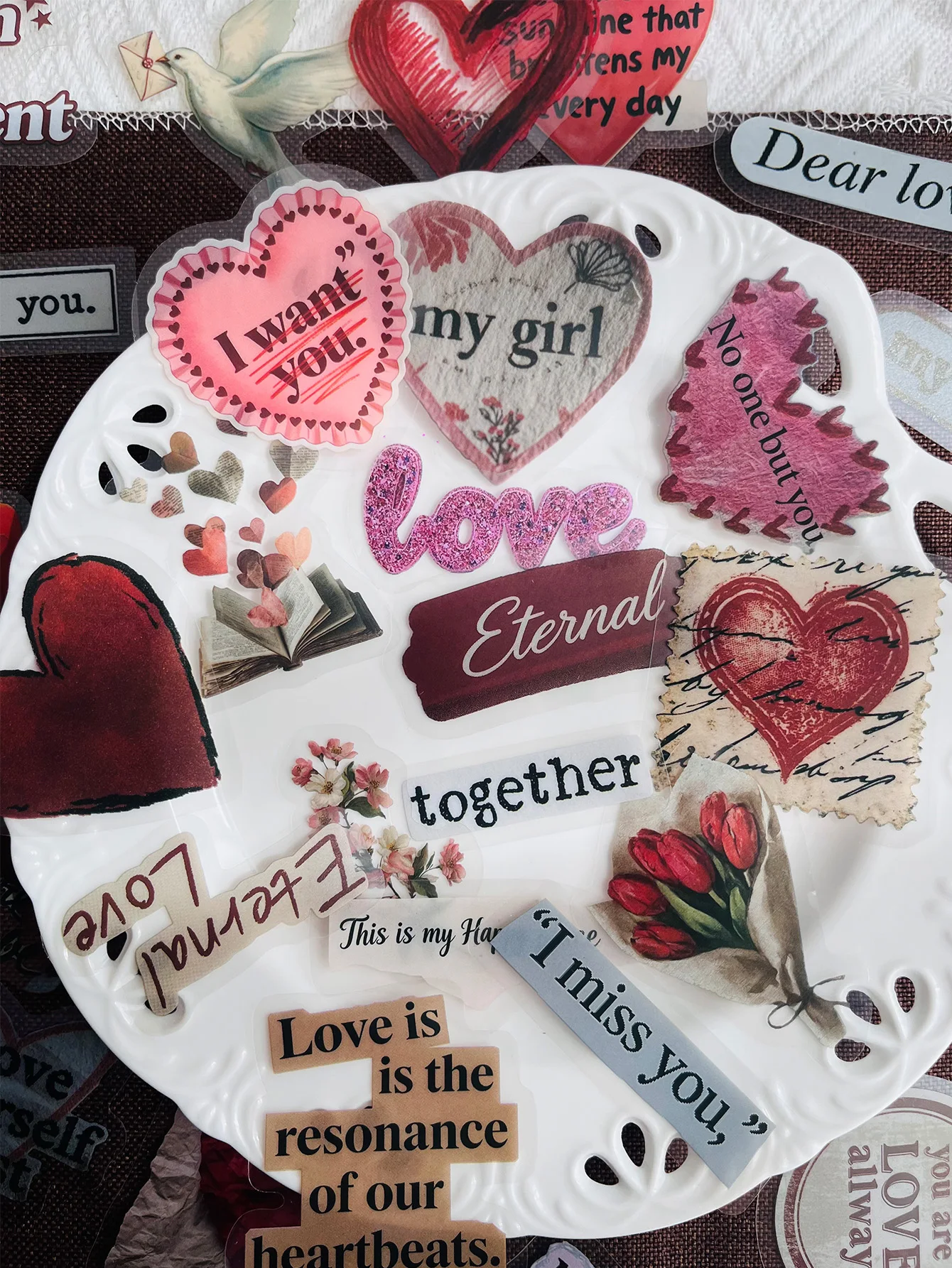 50Pcs Vintage Collage Love Aesthetic Stickers  Decoration Scrapbook Laptop Luggage Guitar Water Cup Phone Case DIY Decal