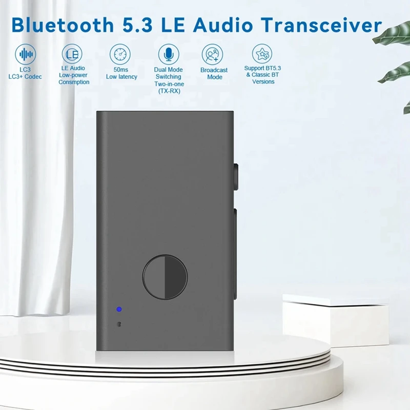 New Bluetooth 5.3 LE Audio Transmitter Receiver LC3 Low Latency for PC/MAC/Phone/Ps5/30m Transmission Distance of Smart TV