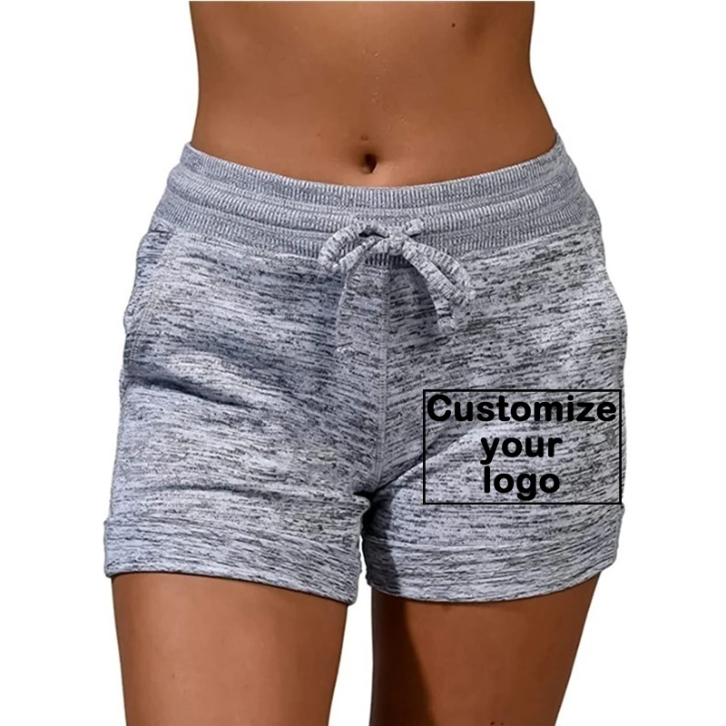 Women\'s sports shorts yoga pants casual sports high waisted drawstring elastic shorts customize your logo shorts beach shorts