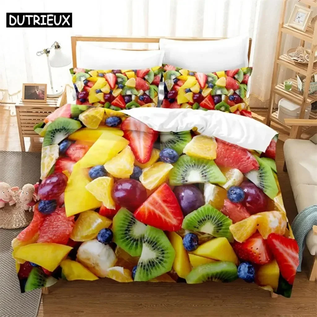 

Summer Fruit Queen Comfortable Duvet Quilt Cover Pillowcase Bedding Set Children Bedroom Decoration Home Textile