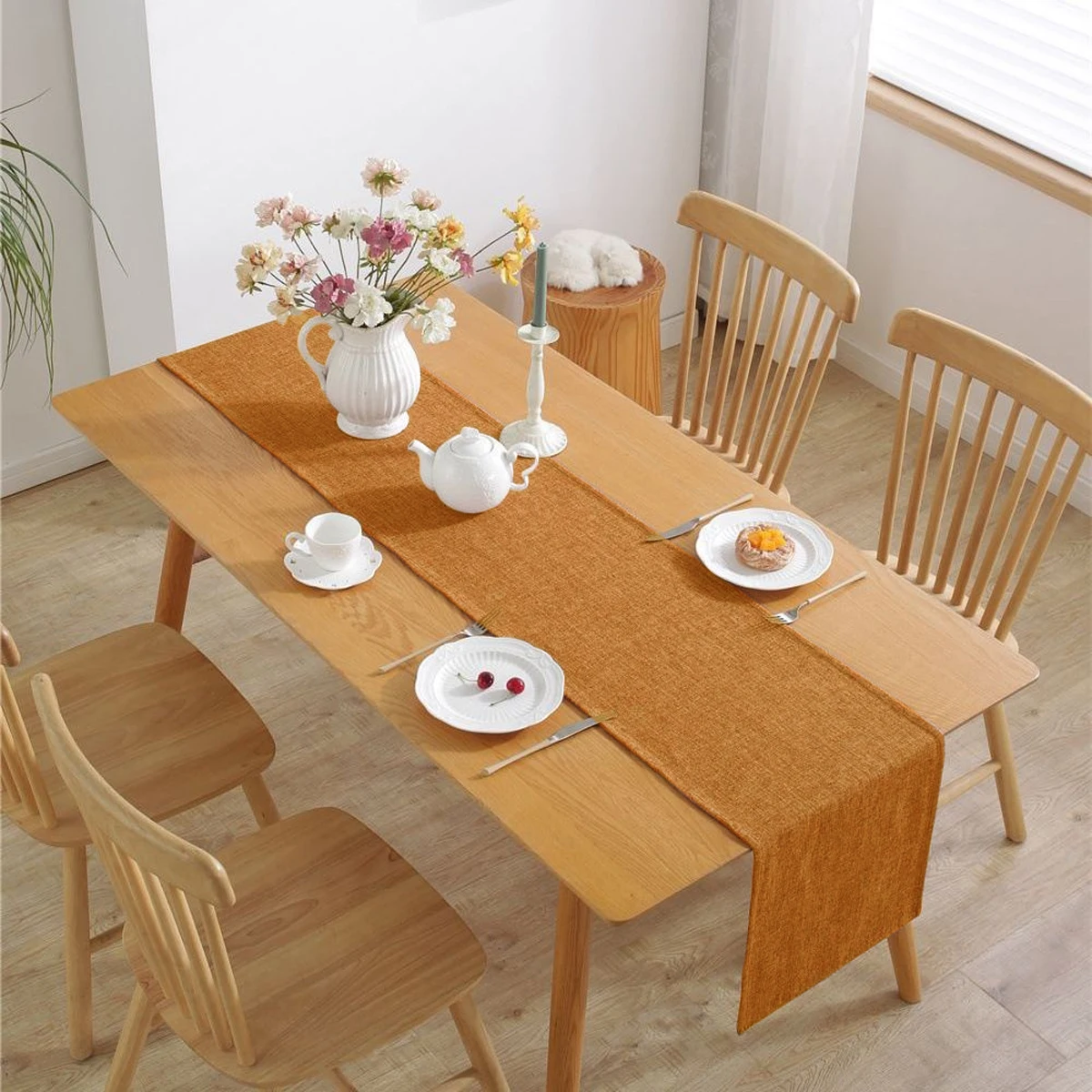 علم طاولة مقاوم للتجاعيد من البوليستر بلون سادة لعيد الميلاد يستخدم لتزيين طاولة المطبخ في مطعم الحفلات #6