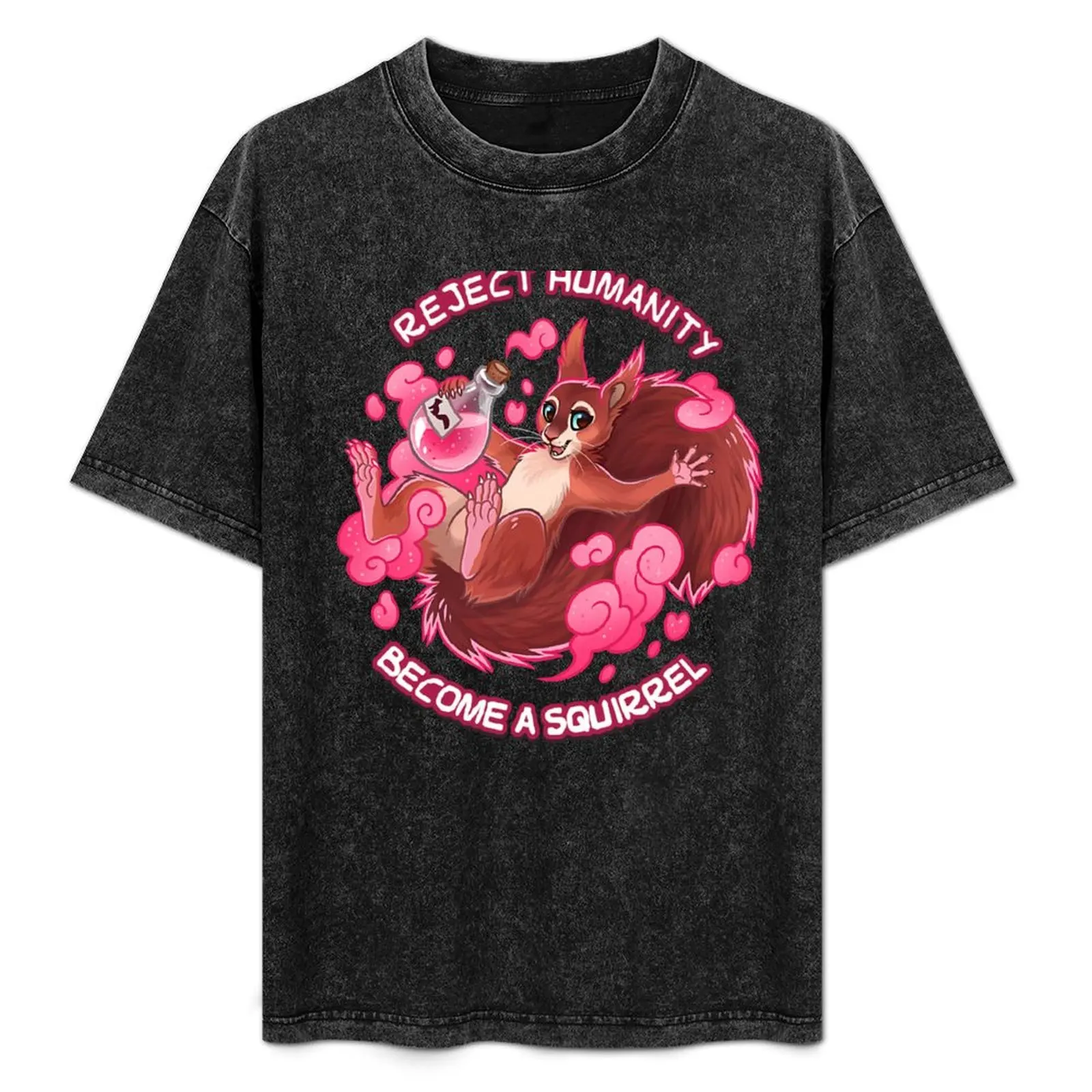 Rechaza la humanidad, ¡llévate a casa a un ardilla! Camiseta Pink Potion, camiseta informal relajada de manga corta