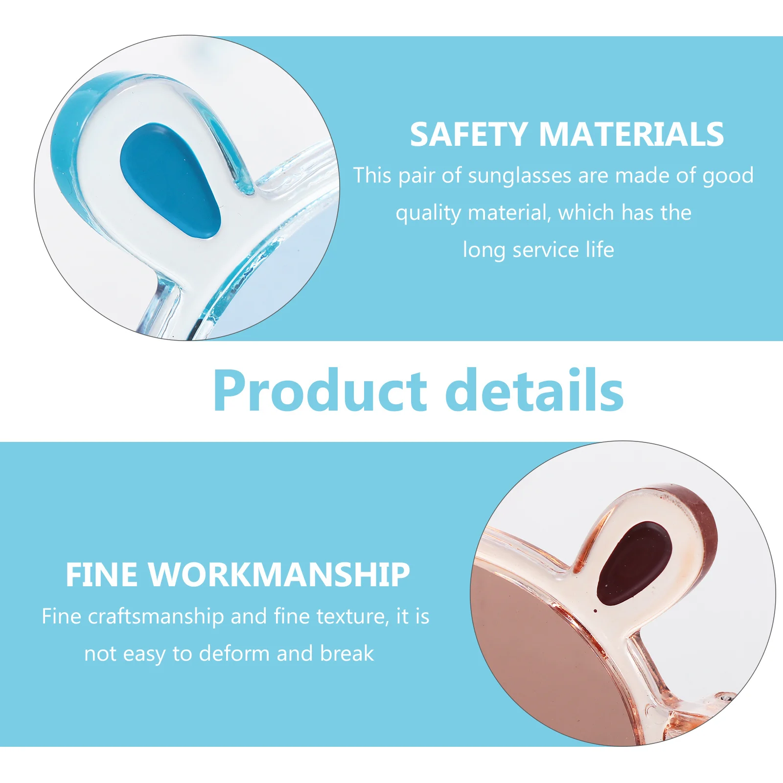 

2Pcs Kids Sunglasses Bear Ear Round Frame Creative Design Summer Outdoor Travel Gift Fashion Eyewear Uv Protection