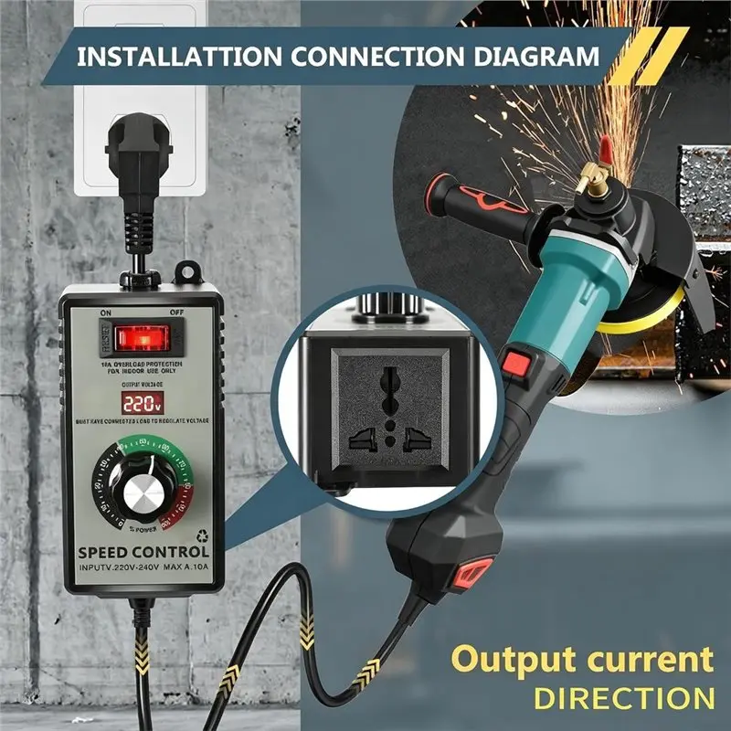 A59Z-Speed Controller 230 V Electronic Voltage Regulator With Continuous Speed Control,For Motors, For Angle Grinders, Eu Plug