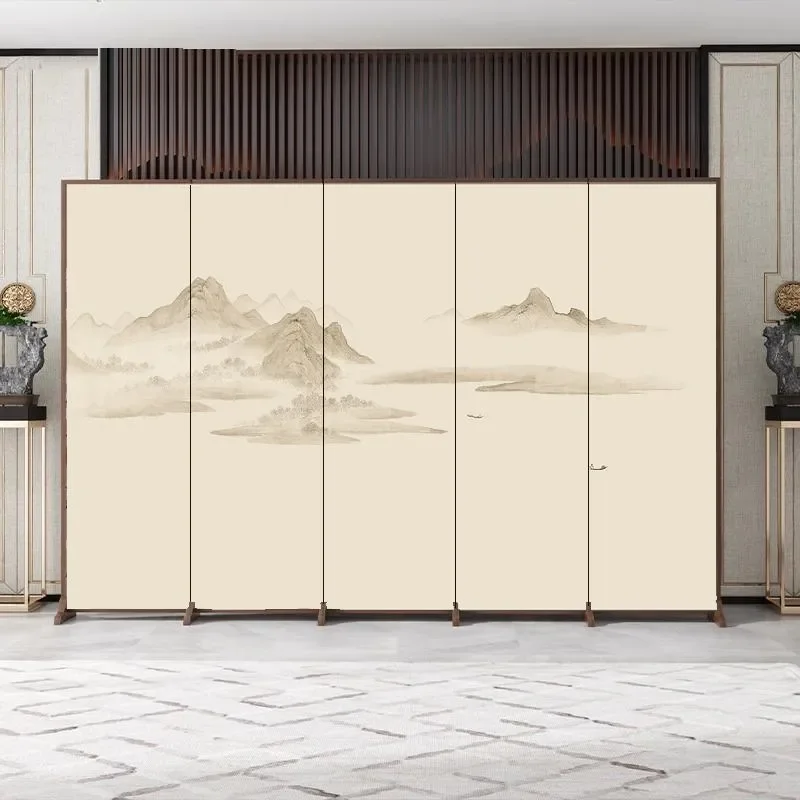 Custom Chinese Screen Partition Solid Wood Folding Room Divider for Living Room Office Entrance Mobile Simple Decorative