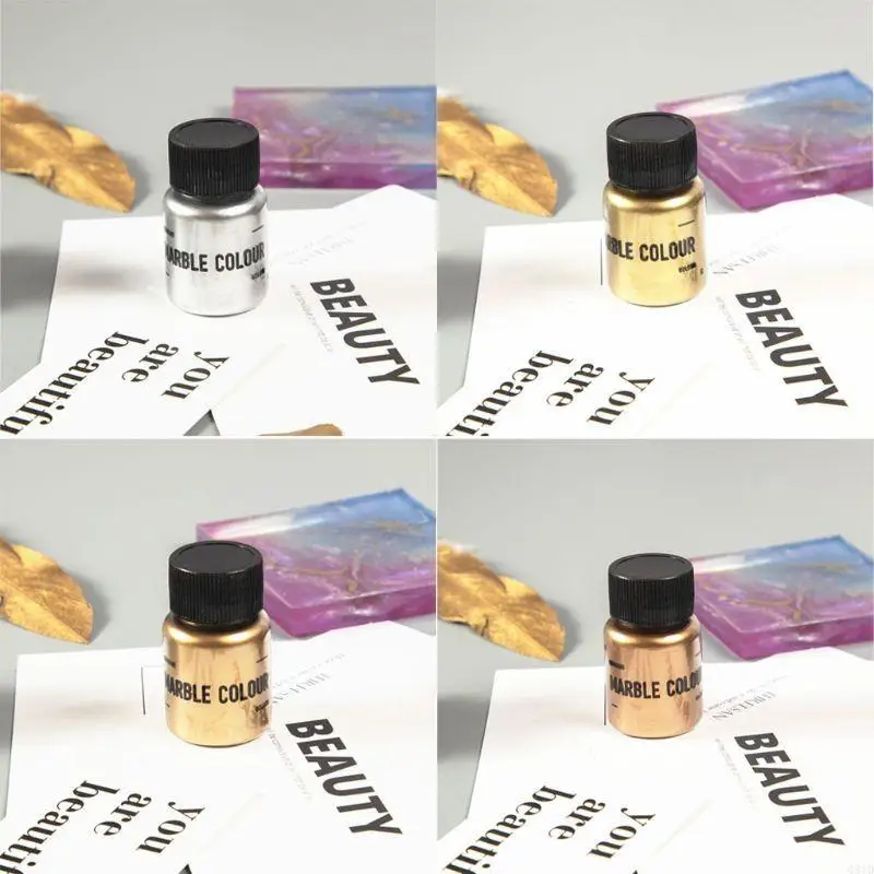 Metallic Pigment Powder 4 Colors Marble Resin Pigment Powder Each Bottle 20g Resin Color Pigment Epoxy Resin Coloring
