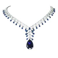 ZOCA Real 925 Sterling Silver Royal Blue Drop Pendant Necklace Luxury Design Fine Jewelry