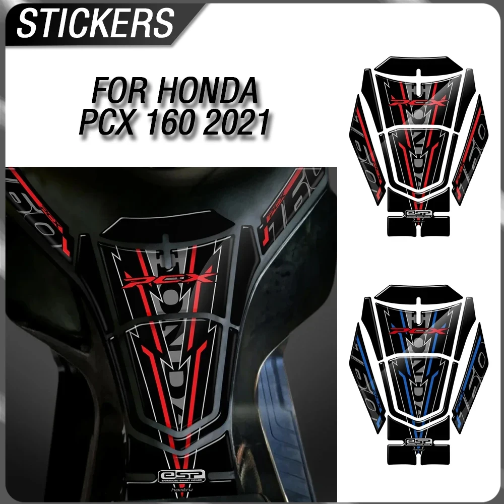 

For Honda 2021 -2024 PCX 160 3D resin motorcycle modification accessories, fuel tank pad, red sticker kit