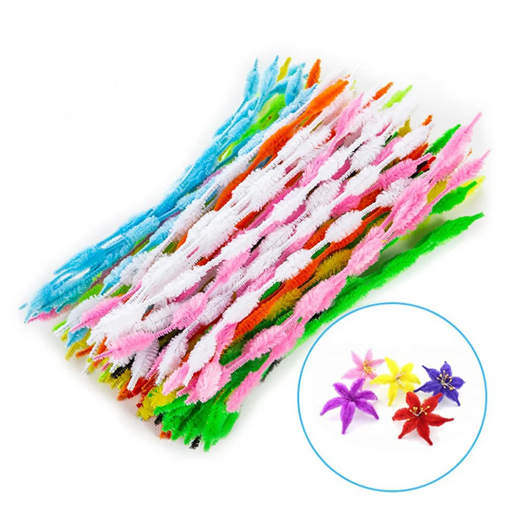 Nettoyeur de tuyaux ondulés, tiges torsadées pour enfants, bricolage, artisanat d'art, métal et soie, fournitures d'activités éducatives créatives faites à la main, 100 pièces
