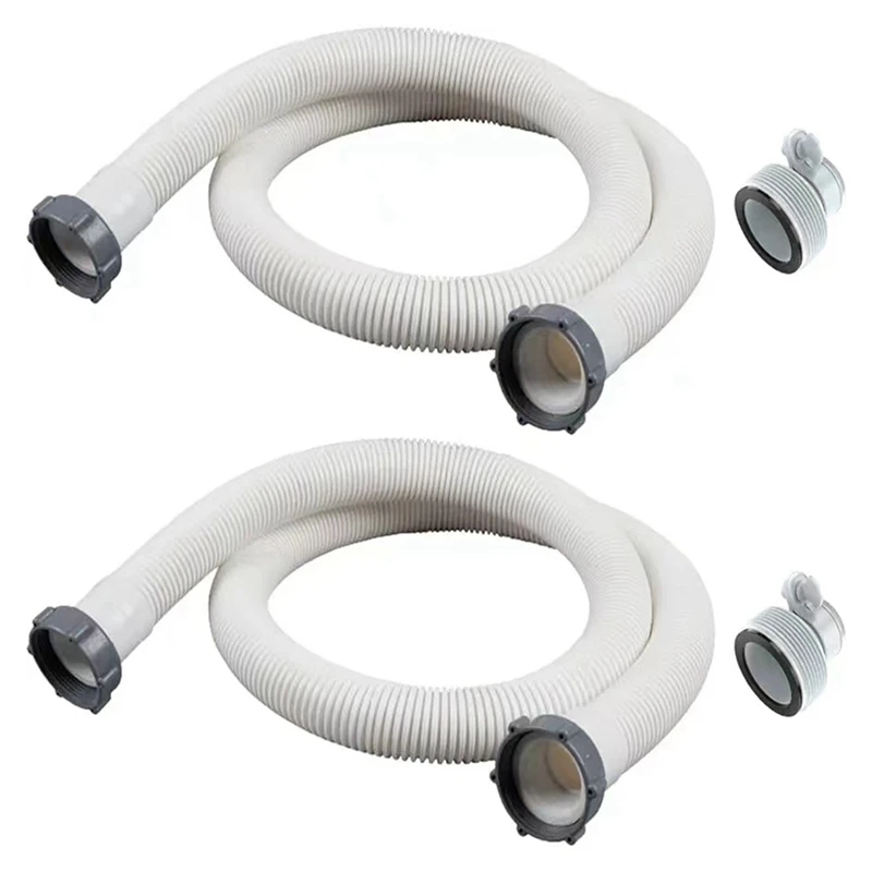 

2Pcs 1.5Inch Above Ground Pool Hoses With 2 Type B Hose Adapters Set For Hose Adapter Filter Pump Hose Fittings