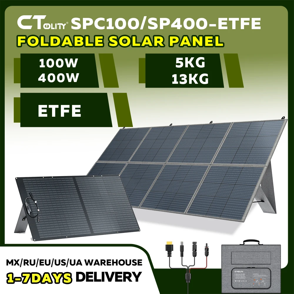 CTOLITY SPC100 100W Foldable Solar Panel setup