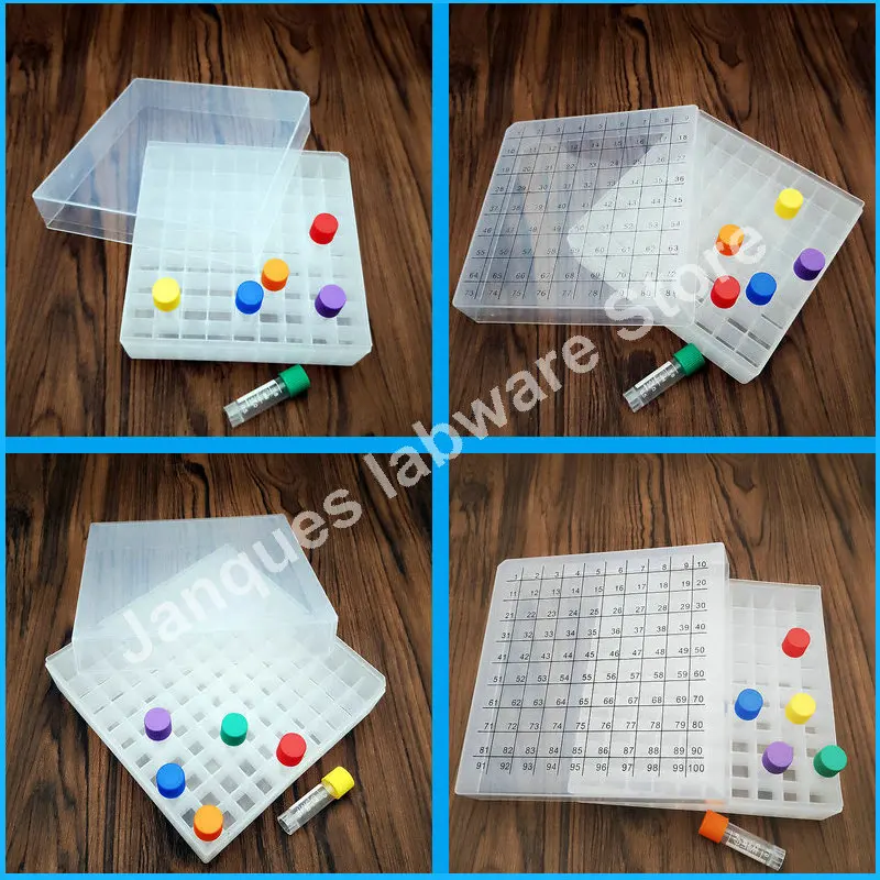 Imagem -03 - Laboratório 12 20 25 81 100-furos 1.8ml Caixa de Armazenamento Plástica Criovial Amostra Rack de Armazenamento do Tubo de Ensaio com Tampa 36-holes 5ml Congelar o Suporte do Tubo