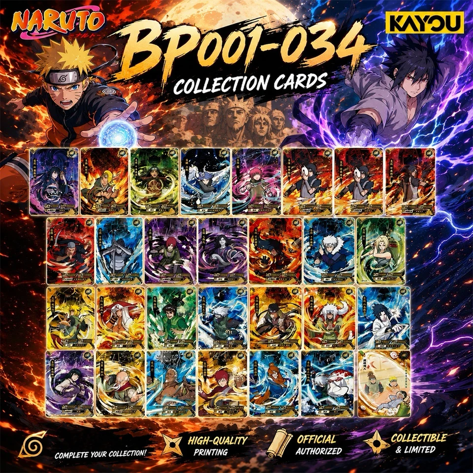 Genuine Kayou Naruto BP Card No.001-034 Full Series Uzimaki Madara