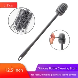 Silicone Bottle Cleaning Brush 1 Pcs Grey with Extra Long Handle for Cleaning Flasks Tumbler Glassware Sports Bottles