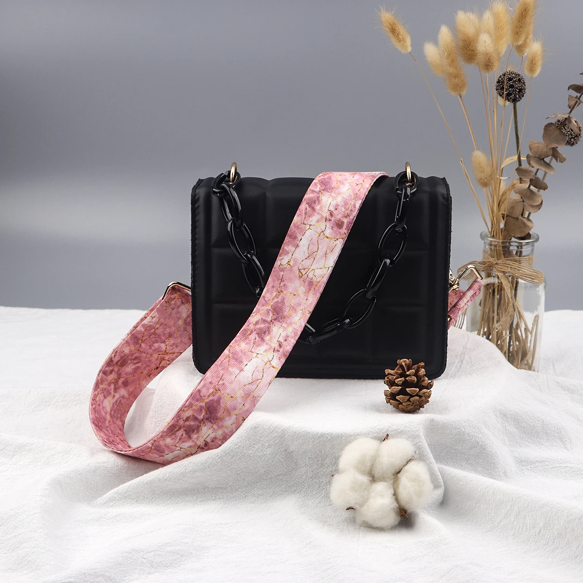 Marble Texture Pattern Grace Adjustable Wide Removable Shoulder Bag Straps for Women Crossbody Bags Versatile Bag Accessories