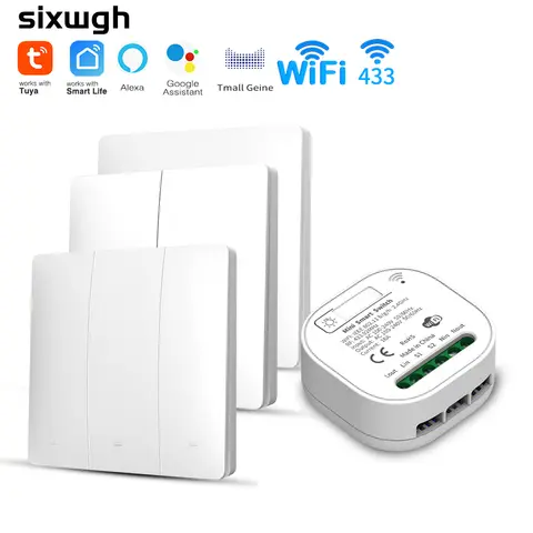 Tuya 스마트 스위치 배터리 필요 없음 방수 푸시 버튼 패널 WiFi 무선 원격 제어 타이밍 릴레이 Aleax 벽 스위치