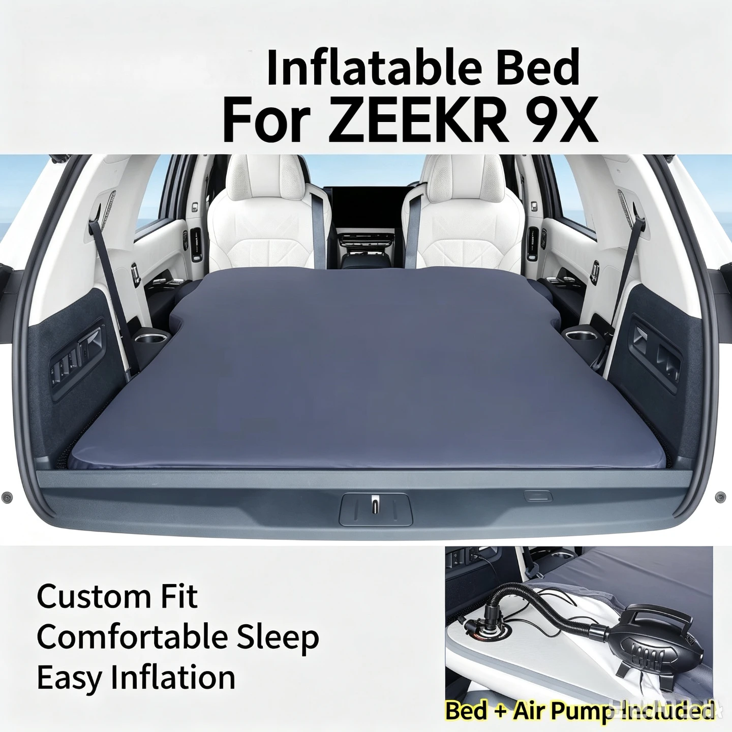 For Zeekr 9X 2025 6‑Seater Car Inflatable Mattress Car Sleeping Mat Outdoor Camping Rear Trunk Sleeping Pad Car Travel Bed