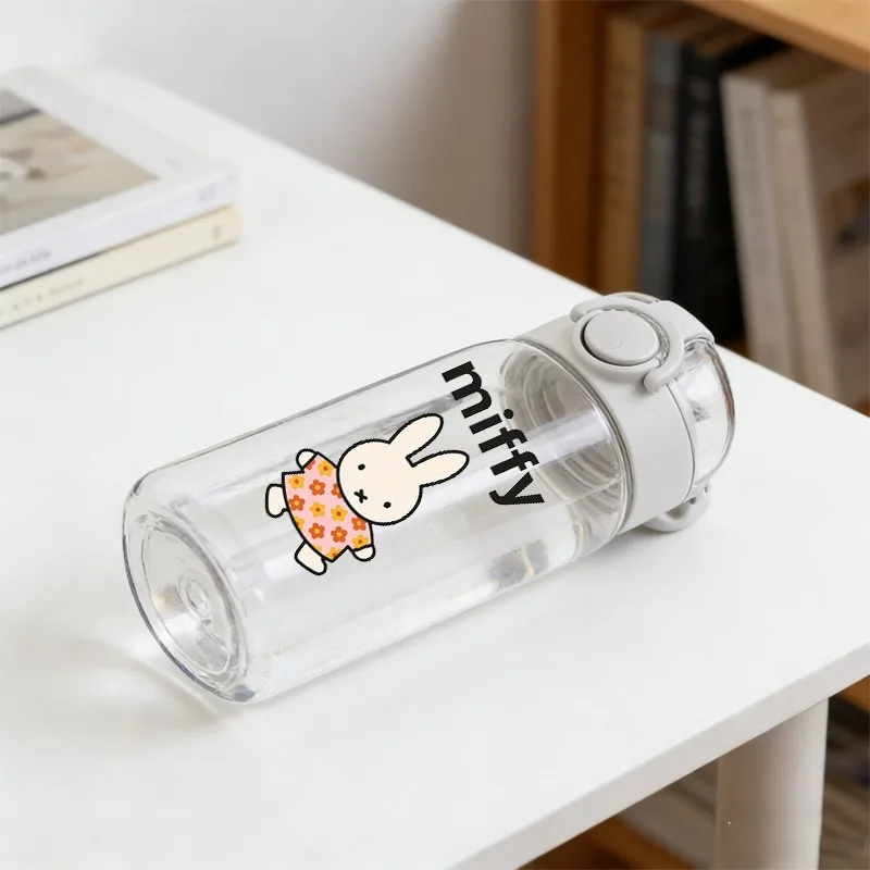

Бутылка для воды Miffy 400 мл с соломинкой, с принтом в стиле аниме, для женщин и мужчин, портативная спортивная бутылка для активного отдыха, милый подарок для вечеринки
