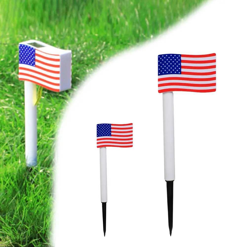 10Pcs America Flag Solar Light Independence Day Decorative Light IP65 Waterproof Garden Light Auto ON for Patio Lawn Yard