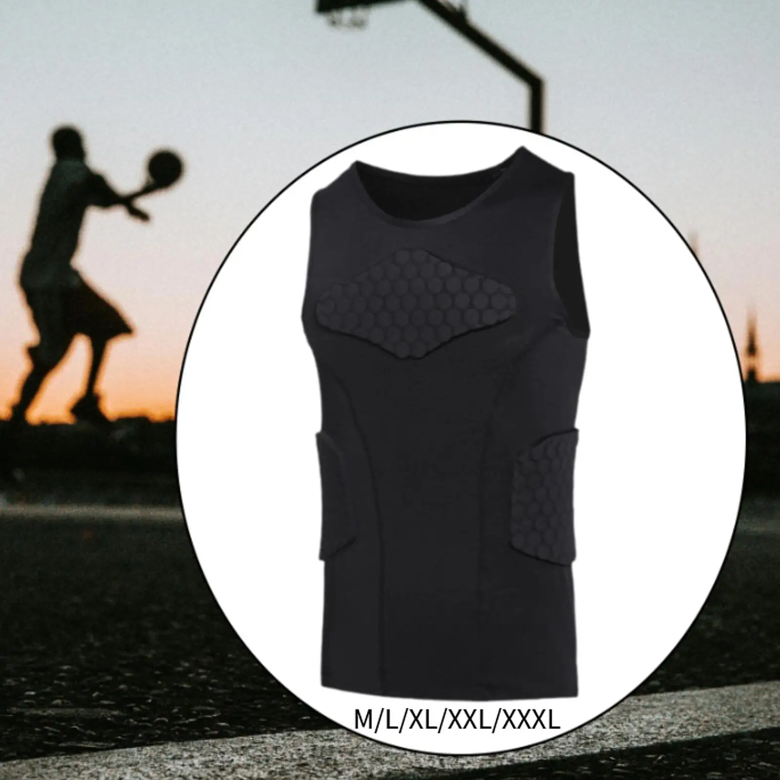 Mens Padded Vest Breathable Football Vest Quick Drying Sleeveless Shirt for Men Adults Baseball Rugby Basketball Outdoor Sports