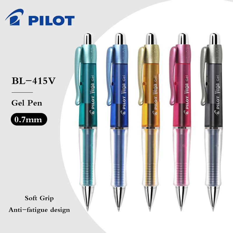 

3pcs PILOT BL-415V Gel Pen Soft Grip Anti Fatigue Quick Drying Student Exam Signature 0.7mm Push Pen School Stationery