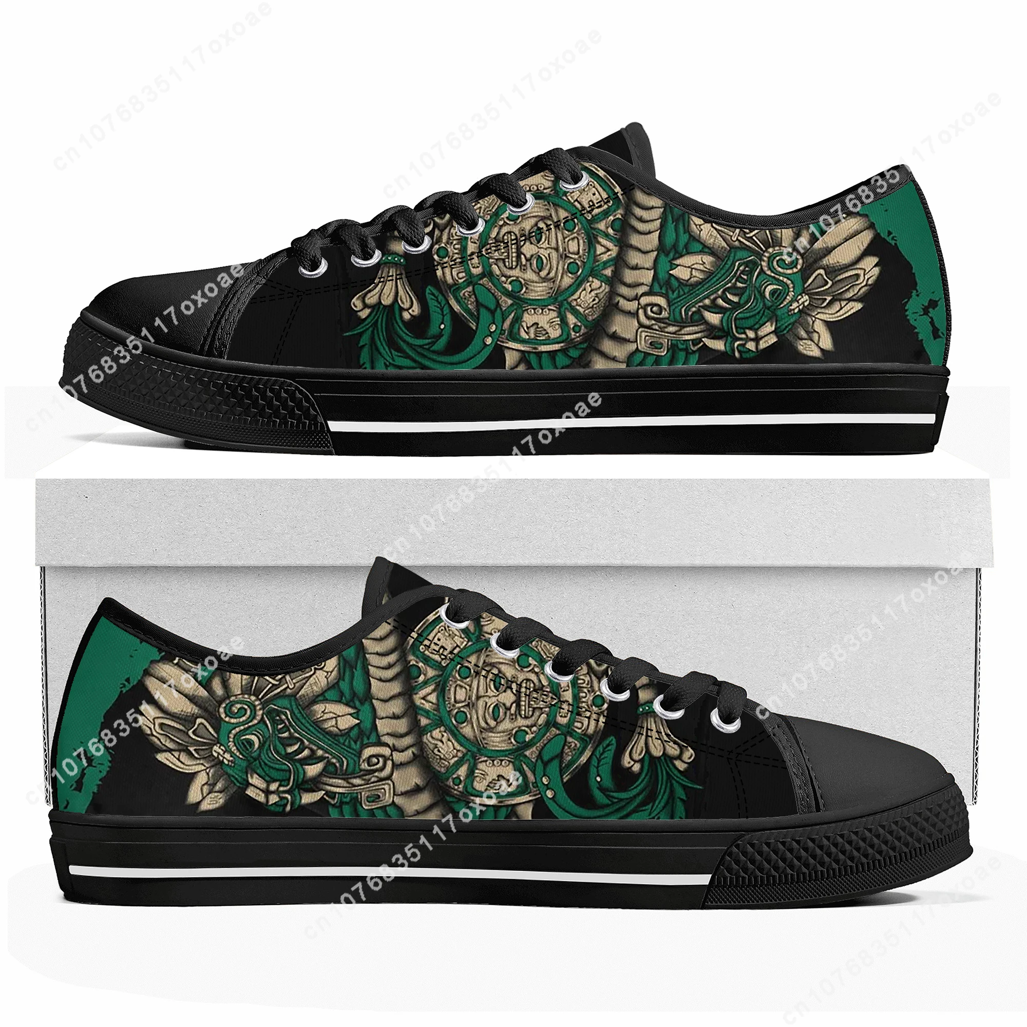 Mexican Aztec Quetzon Low Top Sneakers Mens Womens Teenager High Quality Canvas Sneaker couple Casual Shoes Customize DIY Shoe