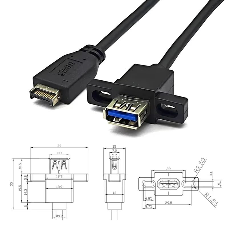 

TYPE-E к USB 3.2 GEN2 10 Гбит/с Женский удлинительный кабель для передней панели Разъем USB3.2 TYPE-A с винтовым отверстием для настольного компьютера