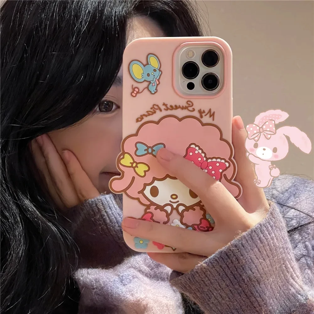 Anime Lovely Sheep Phone Case For iPhone 15 14 ProMax For iPhone 15 14 13 12 Pro 11 Full Protective Cover Creative Cartoon Girls