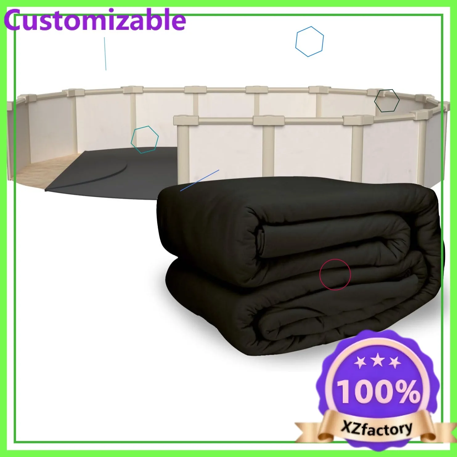 Factory Direct 2026 Oval Pool Liner Pad 16x32 ft - Durable Puncture Resistant Mat for Above Ground Pools - Eco-Friendly Easy Ins