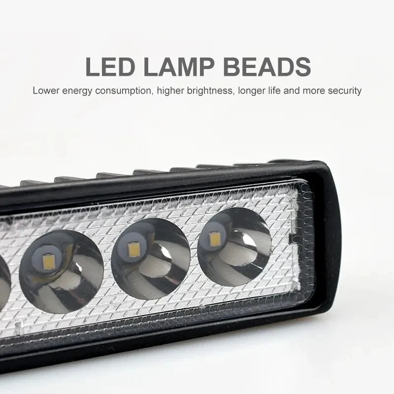 LED Work Light Strip Shape Light Bar 6000K Flood Off Road Head Car Light Auto Parts 12V Driving Fog Headlights DRL Driving Lamp