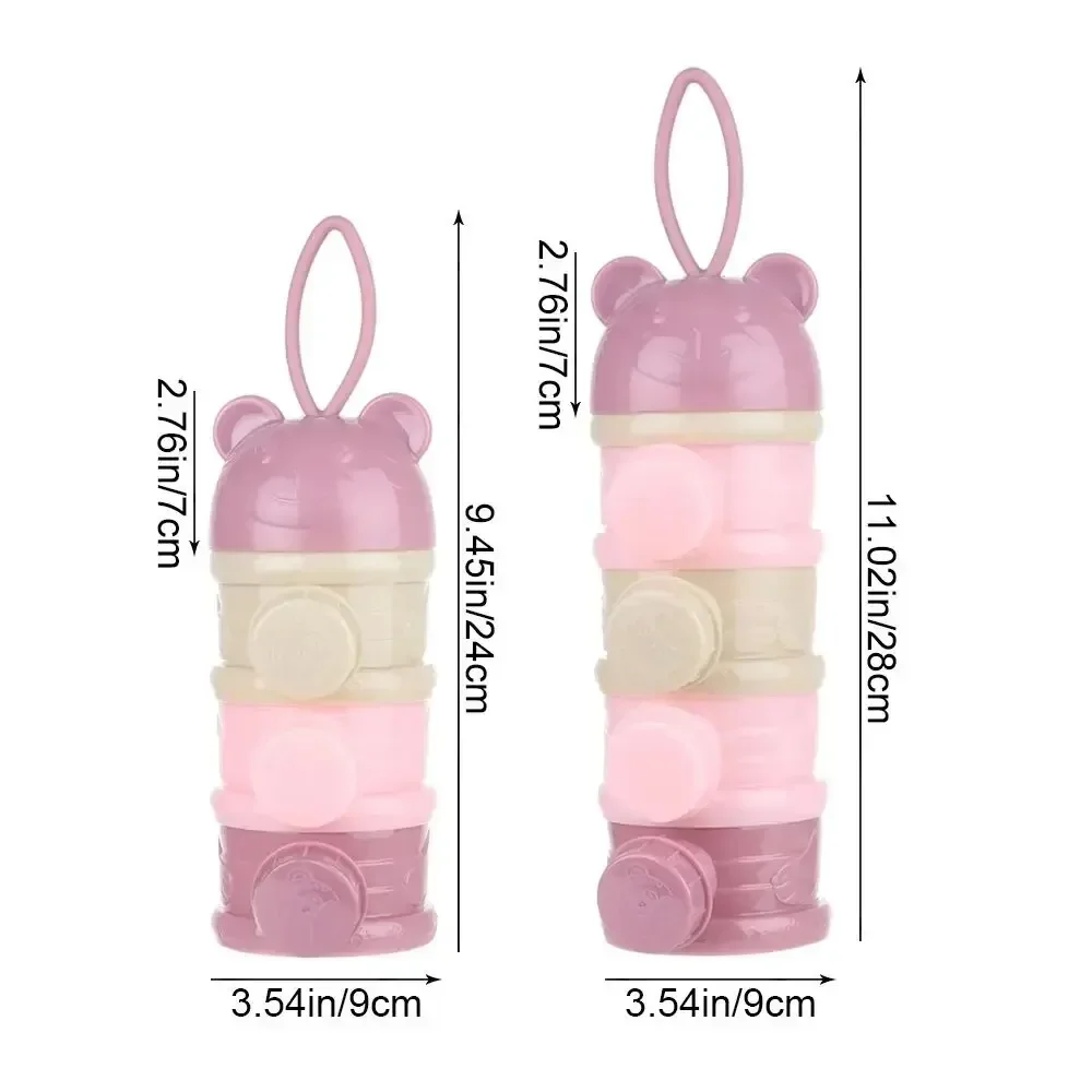 For 1 To 6 Year Olds baby food box Food Container Dispenser, Three/Four Tier Portable Formula Storage Container,Spill-Proof
