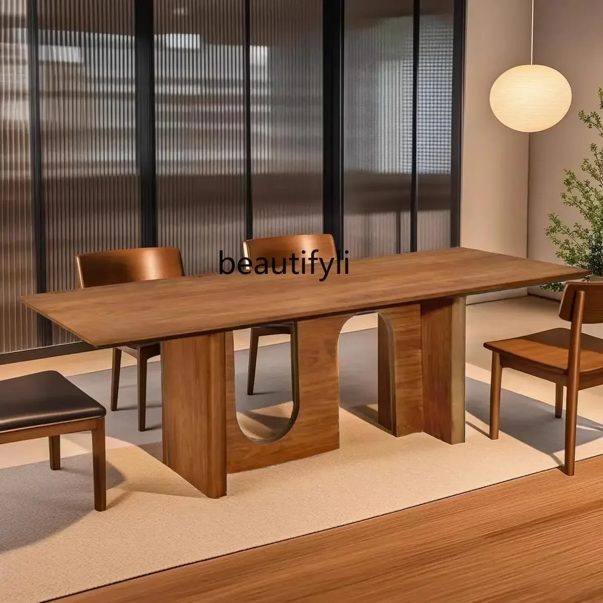 

Medieval solid wood dining table B & B log designer desk rectangular conference desk5556