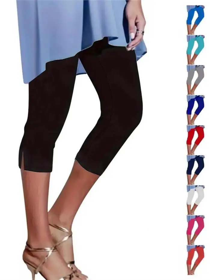 Women's Breathable Pure Color Slimming Base Layer Pants Seven-Foot-Length City Walk Suitable Bottoms for Nursing Mothers