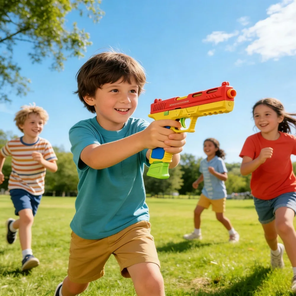 Dauerfeuerndes Baustein-Spielzeugpistolen-Set mit Hülsenauswurf, Airsoft-Blowback, leere Hängepistole, Outdoor-CS-Waffe für Jungen und Erwachsene – Detail 18