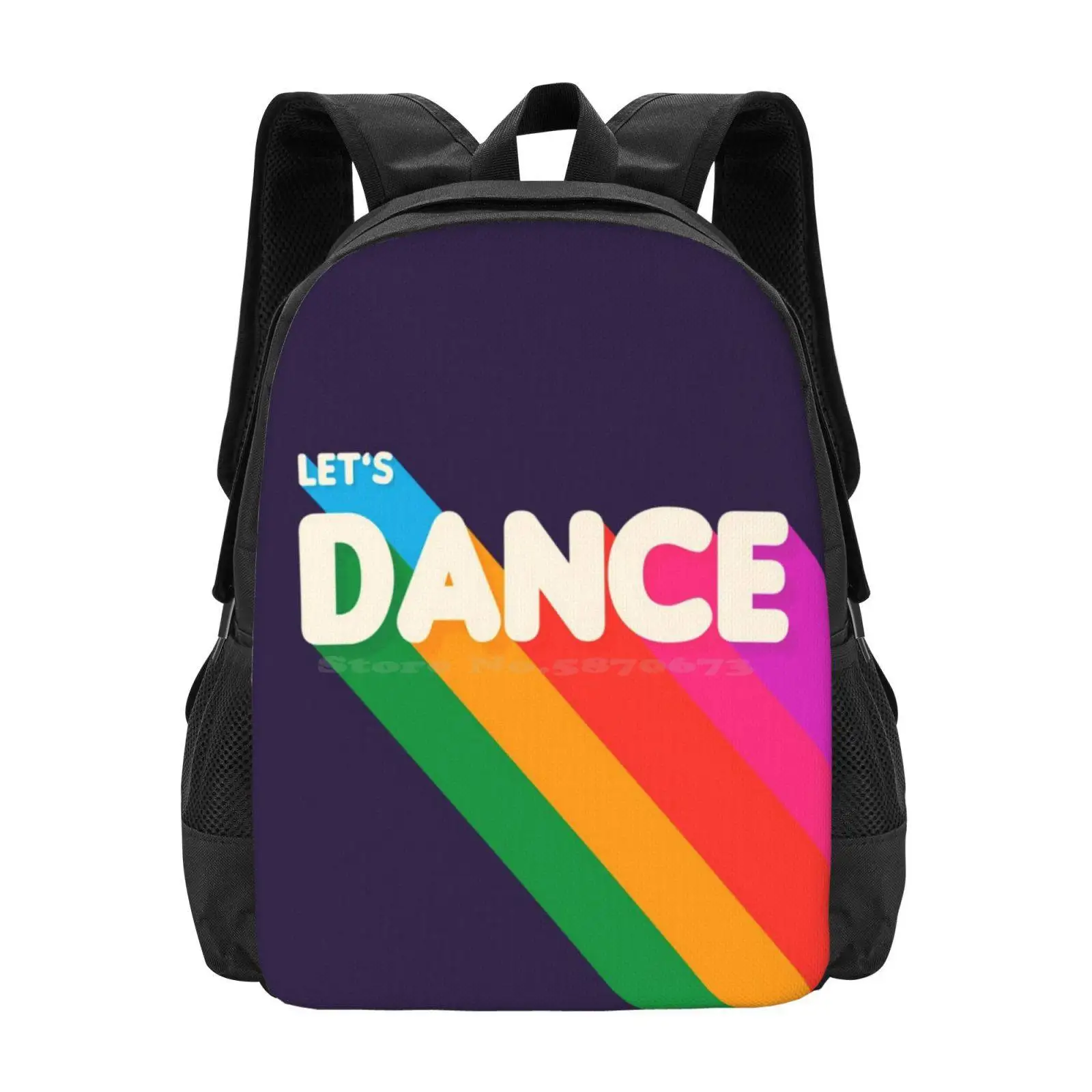 Rainbow Dance Typography Bag Backpack For Men Women Girls Teenage Dancing Dancers Rainbow Fit Positive 80S Retro Typography