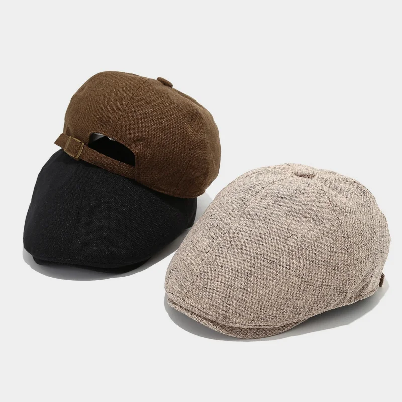 Men's Linen Blend Flat Cap Casual Breathable Vintage Driving Newsboy Ivy Hat
