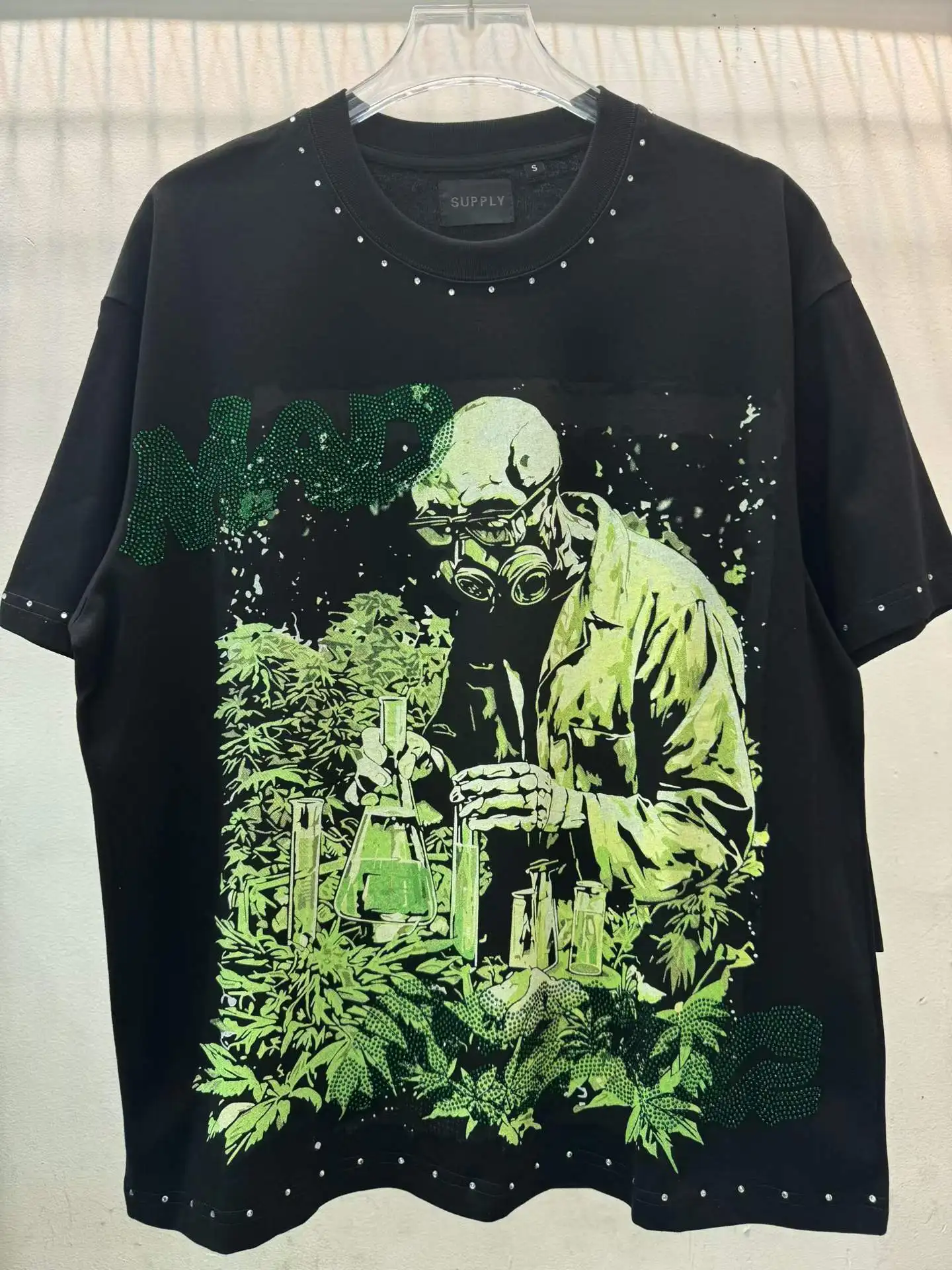 2026 Top Quality Evil Scientist Printed Diamonds Logo Women Men T shirts tees Vintage Streetwear Men Casual Cotton T shirt