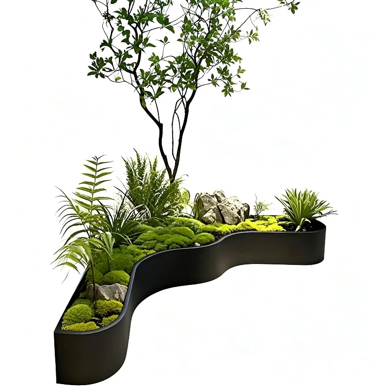 Stainless steel flower box balcony special-shaped courtyard arc landscaping y