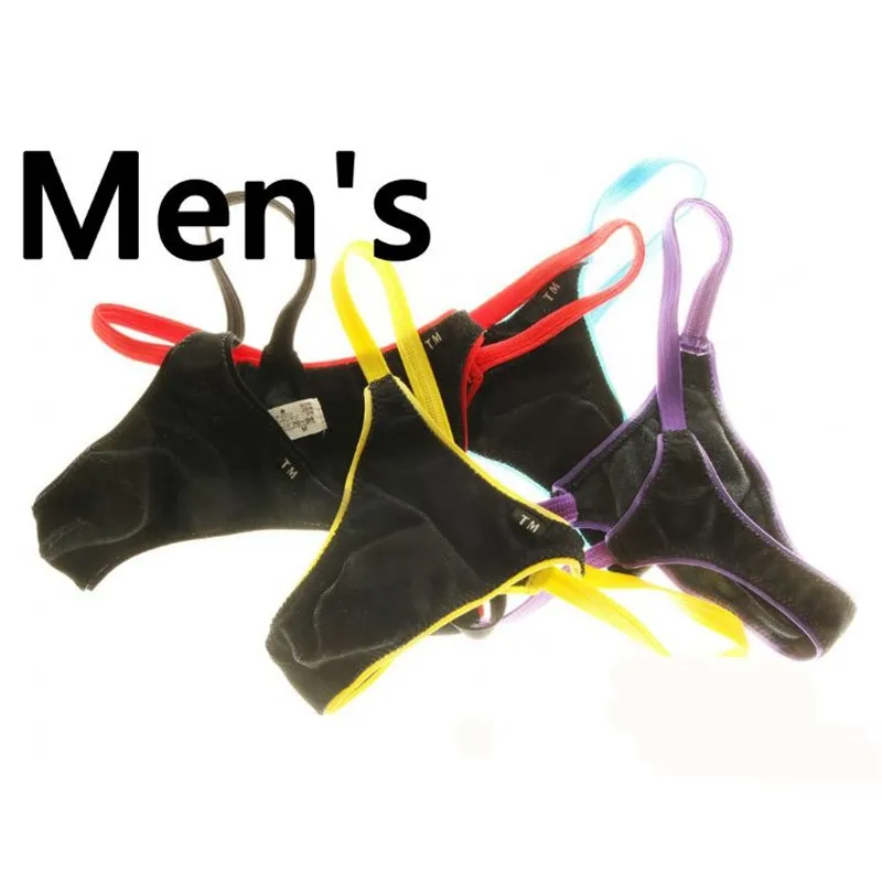 Men's Nylon Mesh Thong Low Rise Contrast Trim U-Pouch Elastic Breathable T-back Underwear