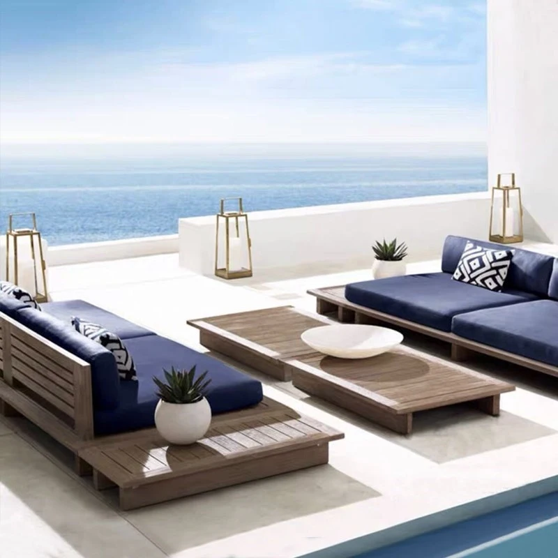 Outdoor Sofa Nordic Teak Courtyard, Balcony, Model Home, Designer Outdoor Villas And Hotels, Sofa Set