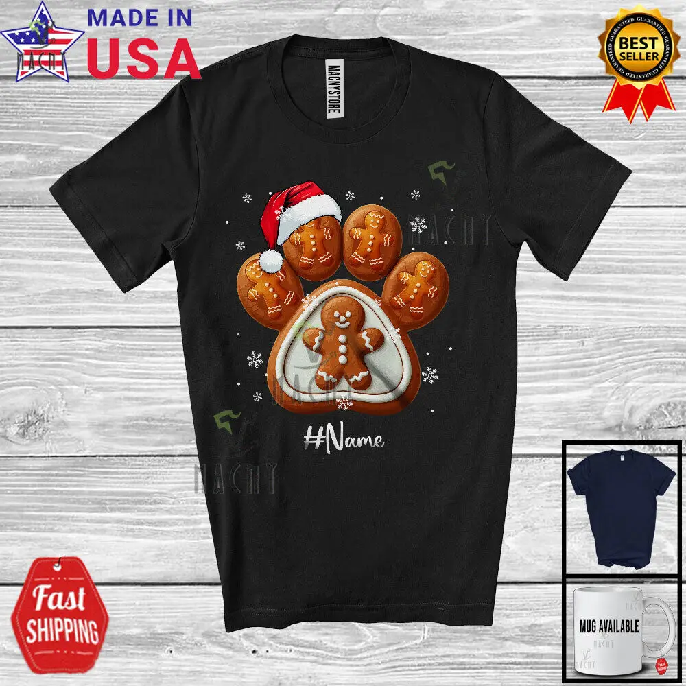 

Custom Name Gingerbreads In Dog Paws; Amazing Christmas Dog Cat; Snow T-Shirt
