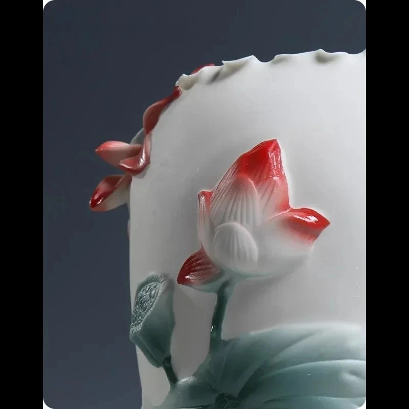 1PCS ceramic incense burner Chinese white porcelain decoration craft vase for offering Buddhist utensils and supplies