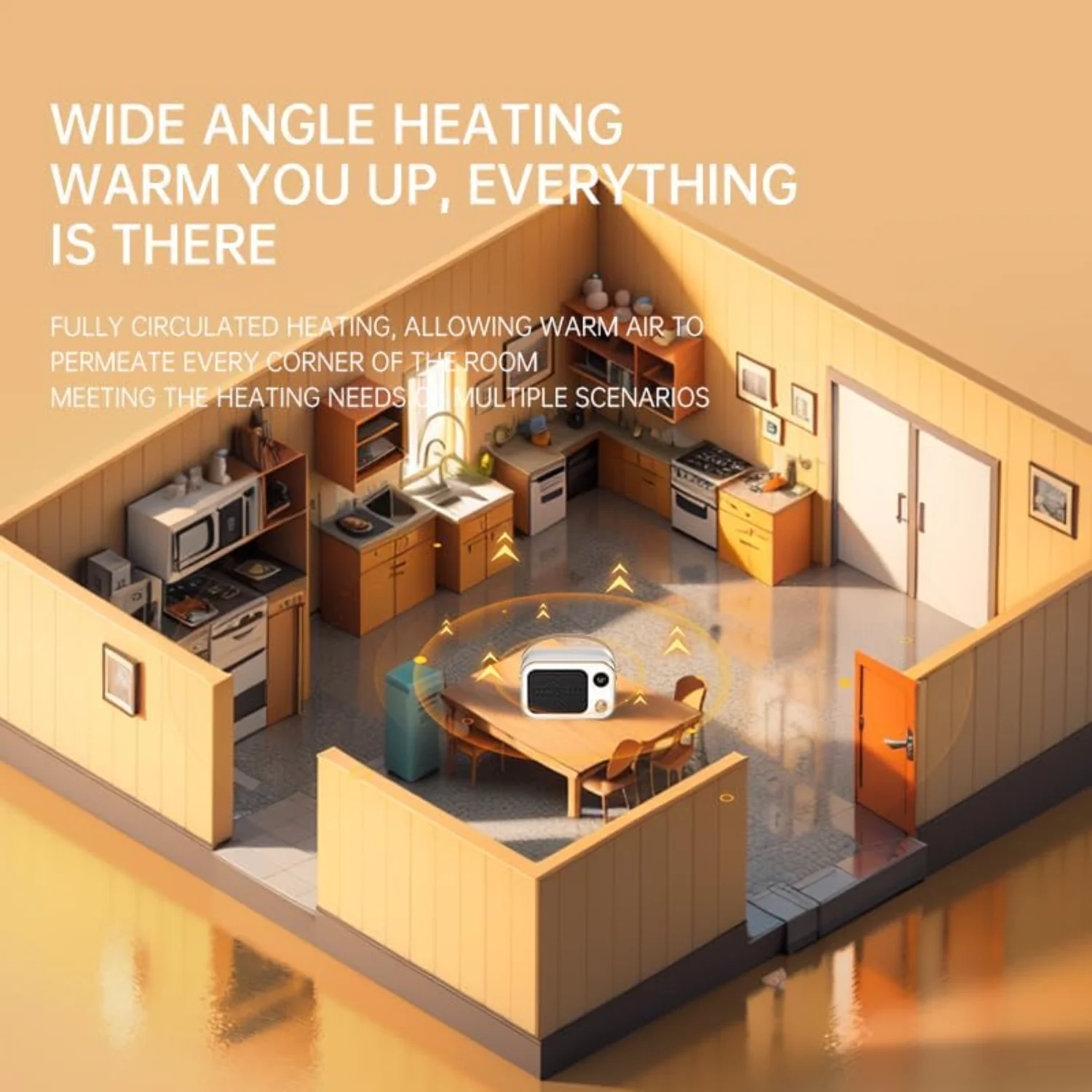 سخان داخلي، سخان محمول 1200 وات، يمكن التحكم في درجة الحرارة، سخان سيراميك بدون ضوء، سخان سريع الاحترار مع الحرارة و #6