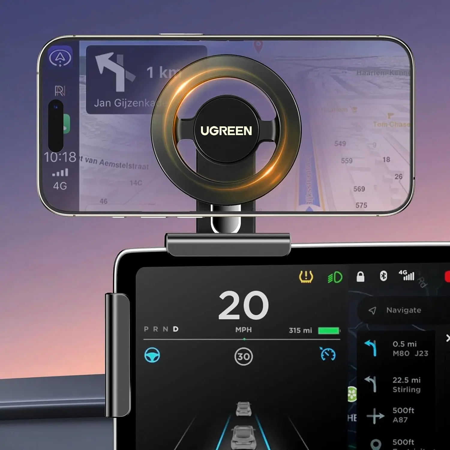 UGREEN MagSafe용 휴대폰 거치대, 모델 3 Y용 최강 자력 마그네틱 폰 마운트 홀더