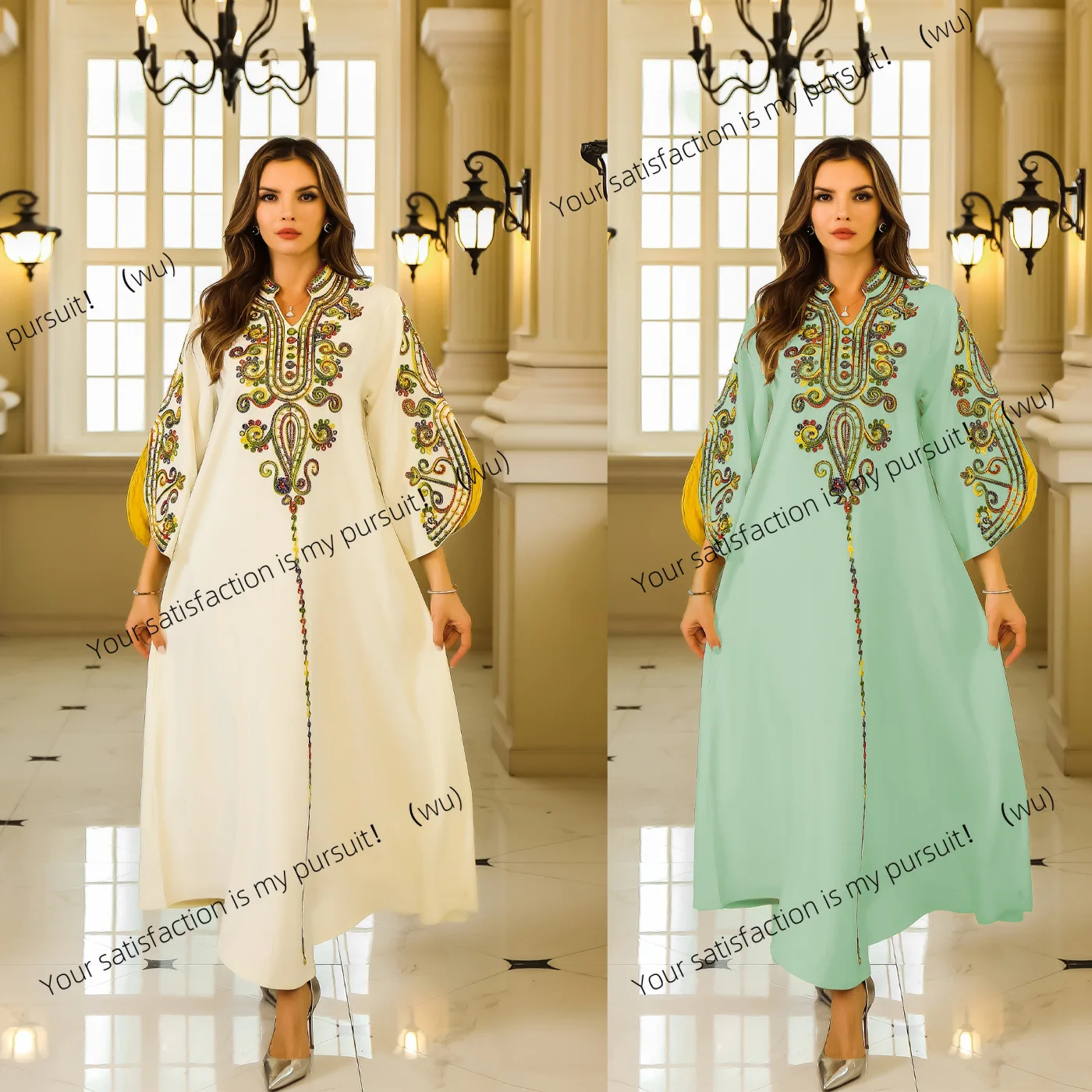 

New women's robe rope embroidery craft Dubai travel casual dress