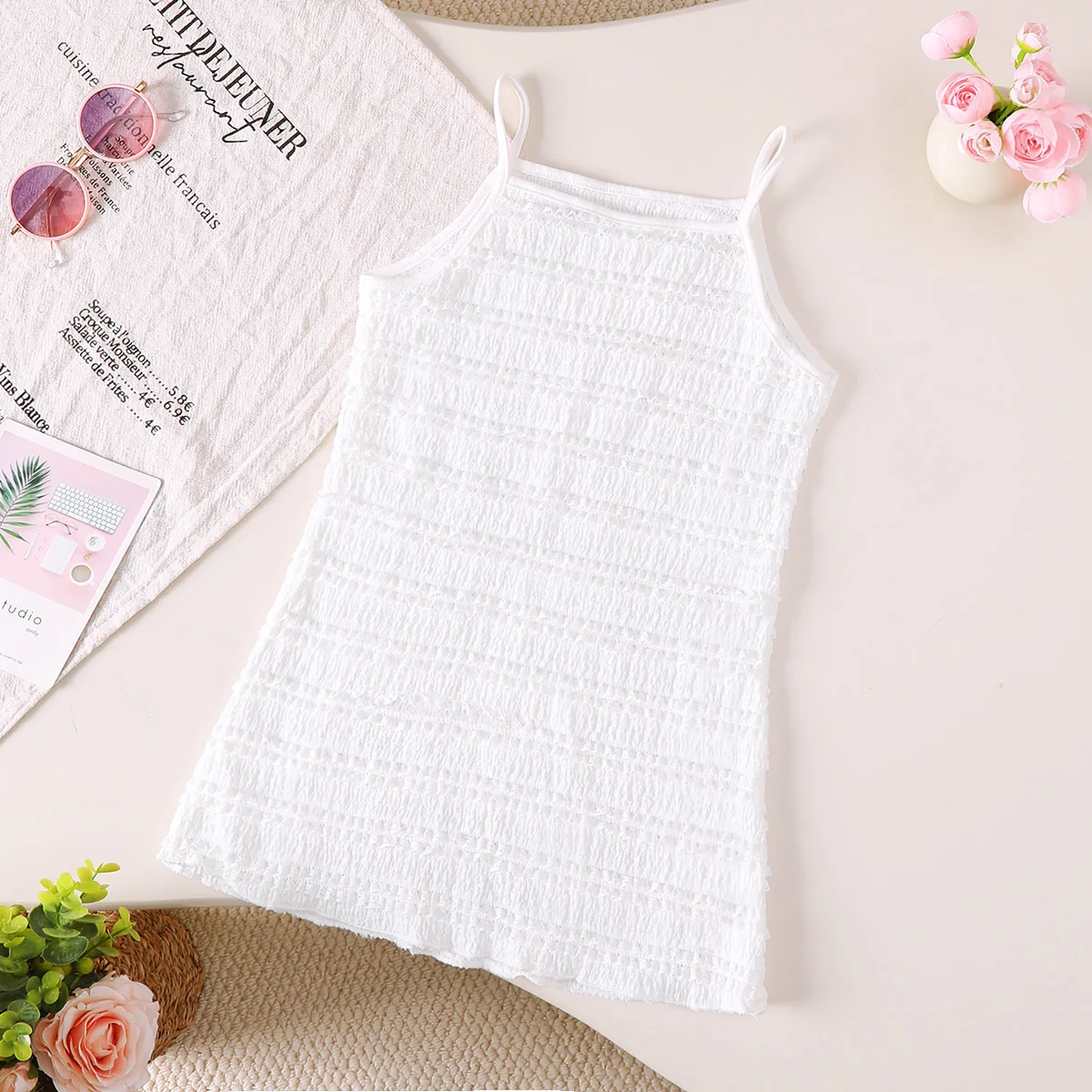Fashion Newborn Baby Girl Lace Ruffled Dress Summer Pink Sleeveless Cake Dress Kids Smocked Casual Sundress for 0-6Y Toddler