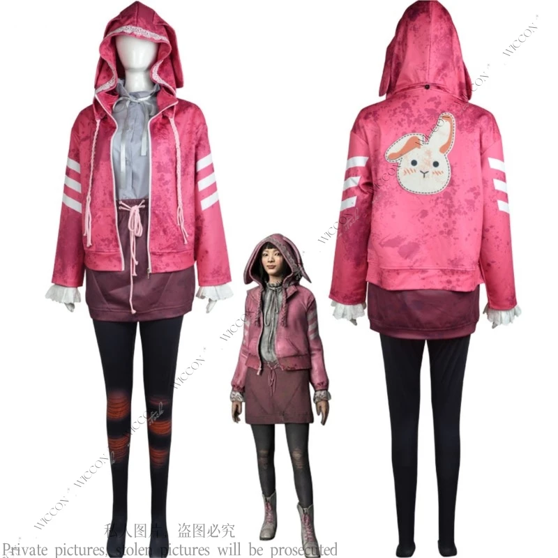 Feng min cosplay trajes rosa uniforme de couro falso jogo luz do dia morta cosplay para mulheres meninas verde conjunto completo festa de halloween